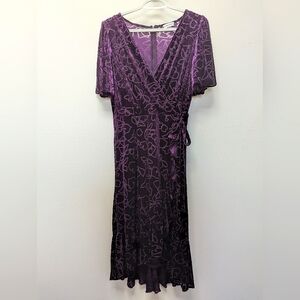 Calvin Klein Plum Faux Velvet Wrap Dress
